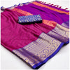Generic Women's Cotton Silk Floral Print Saree With Unstitched Blouse 5.5Mtr (Purple)