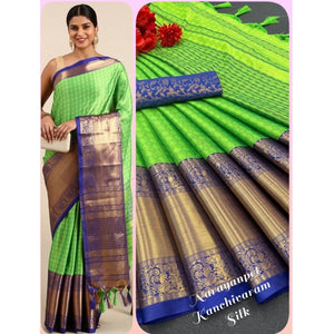 Generic Women's Cotton Silk Woven Design Saree With Unstitched Blouse 5.5Mtr (Green)