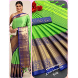 Generic Women's Cotton Silk Woven Design Saree With Unstitched Blouse 5.5Mtr (Green)