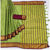 Generic Women's Cotton Silk Solid Saree With Unstitched Blouse 5.5Mtr (Light Green)