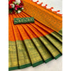 Generic Women's Cotton Silk Printed Saree With Unstitched Blouse 5.5Mtr (Orange)