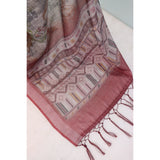 Generic Women's Linen Digital Print Saree With Unstitched Blouse 5.5Mtr (Multicolor)