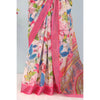 Generic Women's Linen Digital Print Saree With Unstitched Blouse 5.5Mtr (pink)