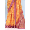 Generic Women's Linen Digital Print Saree With Unstitched Blouse 5.5Mtr (Mustard)