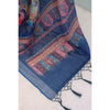 Generic Women's Linen Digital Print Saree With Unstitched Blouse 5.5Mtr (Blue)