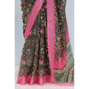 Generic Women's Linen Digital Print Saree With Unstitched Blouse 5.5Mtr (Multicolor)