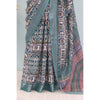 Generic Women's Linen Digital Print Saree With Unstitched Blouse 5.5Mtr (Green)