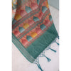 Generic Women's Linen Digital Print Saree With Unstitched Blouse 5.5Mtr (Green)