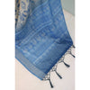 Generic Women's Linen Digital Print Saree With Unstitched Blouse 5.5Mtr (Blue)