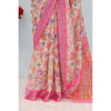 Generic Women's Linen Digital Print Saree With Unstitched Blouse 5.5Mtr (Pink)
