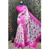 Generic Women's Cotton Linen Woven Design Saree With Unstitched Blouse 5.5Mtr (Pink)