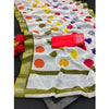 Generic Women's Cotton Linen Printed Saree With Unstitched Blouse 5.5Mtr (Multicolor)