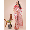 Generic Women's Linen Cotton Printed Saree With Unstitched Blouse 5.5Mtr (Red)