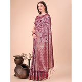 Generic Women's Cotton Printed Saree With Unstitched Blouse 5.5Mtr (Magenta)
