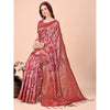 Generic Women's Cotton Printed Saree With Unstitched Blouse 5.5Mtr (Red)