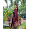 Generic Women's Silk Printed Saree With Unstitched Blouse 5.5Mtr (Maroon)