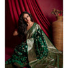 Generic Women's Silk Printed Saree With Unstitched Blouse 5.5Mtr (Dark Green)