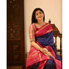 Generic Women's Silk Printed Saree With Unstitched Blouse 5.5Mtr (Navy Blue)