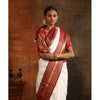 Generic Women's Silk Printed Saree With Unstitched Blouse 5.5Mtr (White-Maroon)