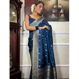 Generic Women's Silk Printed Saree With Unstitched Blouse 5.5Mtr (Rama)