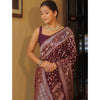 Generic Women's Silk Printed Saree With Unstitched Blouse 5.5Mtr (Maroon)