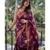 Generic Women's Silk Printed Saree With Unstitched Blouse 5.5Mtr (Purple)
