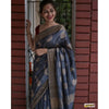 Generic Women's Silk Printed Saree With Unstitched Blouse 5.5Mtr (Grey)
