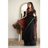 Generic Women's Cotton  Printed Saree With Unstitched Blouse 5.5Mtr (Black)