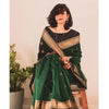 Generic Women's Silk Printed Saree With Unstitched Blouse 5.5Mtr (Dark Green)