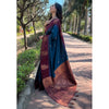 Generic Women's Silk Printed Saree With Unstitched Blouse 5.5Mtr (Blue)