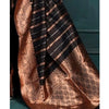 Generic Women's Silk Printed Saree With Unstitched Blouse 5.5Mtr (Black)
