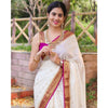 Generic Women's Silk Printed Saree With Unstitched Blouse 5.5Mtr (White)