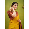 Generic Women's Silk Printed Saree With Unstitched Blouse 5.5Mtr (Yellow)