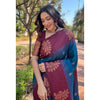 Generic Women's Silk Printed Saree With Unstitched Blouse 5.5Mtr (Blue)