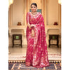 Generic Women's Silk Printed Saree With Unstitched Blouse 5.5Mtr (Pink)
