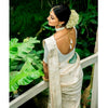Generic Women's Silk Printed Saree With Unstitched Blouse 5.5Mtr (White)