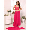 Generic Women's Small Lace Georgette Embellished Ready-to-Wear Saree With Unstitched Blouse 5.5 Mtr (Dark Pink)