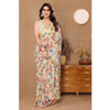 Generic Women's Small Lace Georgette Printed Ready-to-Wear Saree With Unstitched Blouse 5.5 Mtr (Off White)