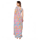 Generic Women's Small Lace Georgette Printed Ready-to-Wear Saree With Unstitched Blouse 5.5 Mtr (Grey)