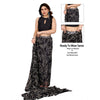 Generic Women's Zalar Lace Georgette Printed Ready-to-Wear Saree With Unstitched Blouse 5.5 Mtr (Black)