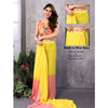 Generic Women's Small Lace Georgette Solid Ready-to-Wear Saree With Unstitched Blouse 5.5 Mtr (Pink-Yellow)