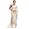 Generic Women's Silk Printed Saree With Unstitched Blouse 5.5Mtr (White)