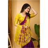 Generic Women's Soft Dola Cotton Kalamkari Printed Saree With Unstitched Blouse 5.5Mtr (Purple)