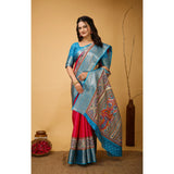 Generic Women's Soft Dola Cotton Kalamkari Printed Saree With Unstitched Blouse 5.5Mtr (Pink)