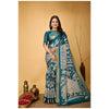 Generic Women's Soft Handloom Cotton Kalamkari Printed Saree With Unstitched Blouse 5.5Mtr (Turquoise)
