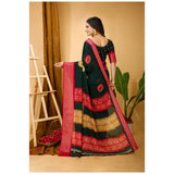 Generic Women's Soft Blooming Marshmallow Fabric Kalamkari Printed Saree With Unstitched Blouse 5.5Mtr (Green)