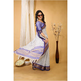 Generic Women's Soft Cotton Silk Printed Saree With Unstitched Blouse 5.5Mtr (Purple)