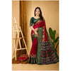 Generic Women's Soft Dola Cotton Kalamkari Printed Saree With Unstitched Blouse 5.5Mtr (Red)
