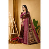 Generic Women's Soft Blooming Marshmallow Fabric Kalamkari Printed Saree With Unstitched Blouse 5.5Mtr (Maroon)