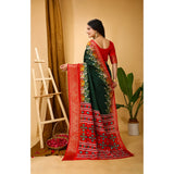Generic Women's Soft Dola Cotton Kalamkari Printed Saree With Unstitched Blouse 5.5Mtr (Green)